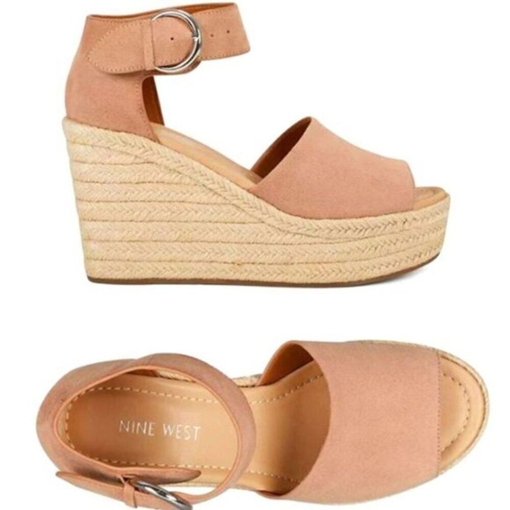 Nine West Women's Espadrille Wedge Sandals‎ Strappy Party Brown Size 9.5 NEW $79